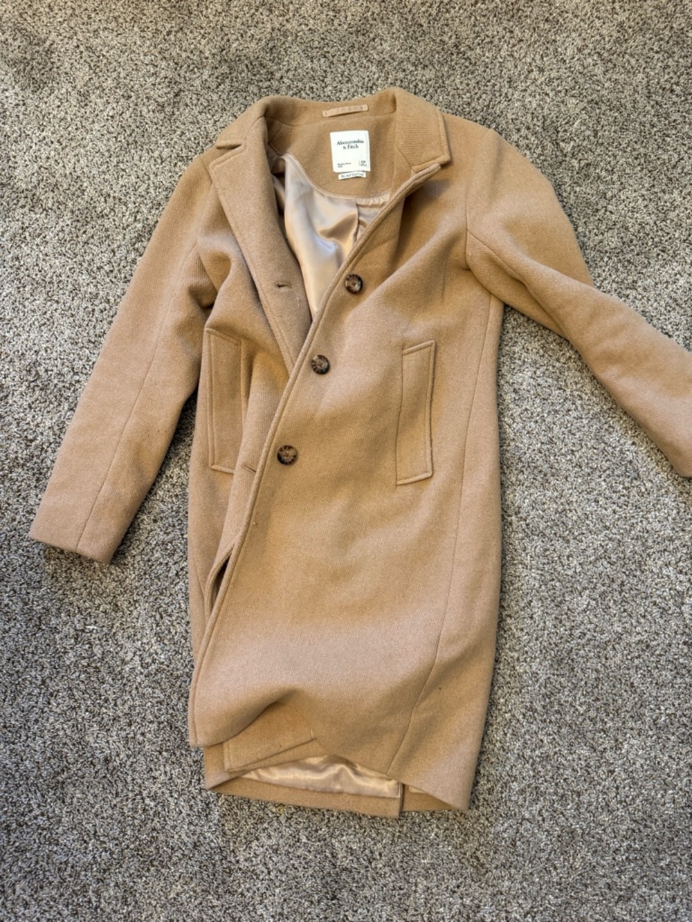 Abercrombie & Fitch Tan Wool-Blend Dad Coat